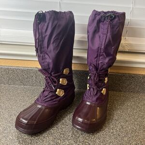 Sorel Kaufman Snowlion Purple Plum Felt Lined Winter Snow Boot Womens Size 7 Tie